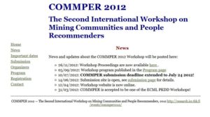 The Second International Workshop on Mining Communities and People Recommenders